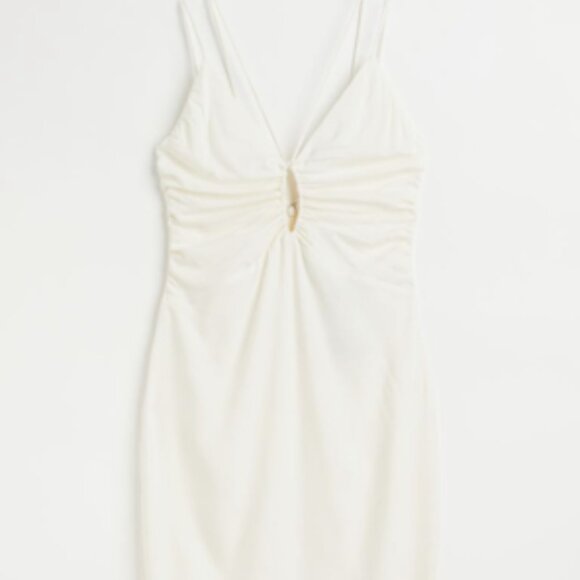 NWT H&M Cream V neck Keyhole Dress Size Medium - Picture 9 of 9
